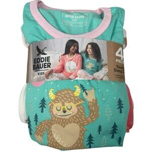 Eddie Bauer Girls Medium 10/12 Youth Pajama Sleep 4-Piece Set PJ Cozy Warm New